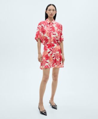 MANGO - Women's Floral Ruffle Skirt