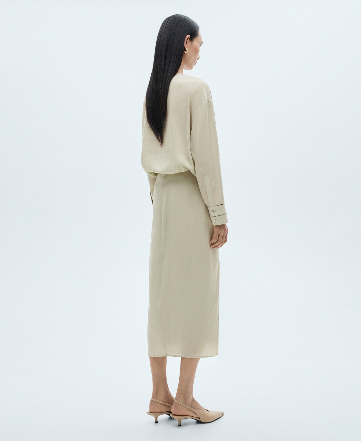 Mango Draped Midi Skirt Aqua Green In Aqua Green
