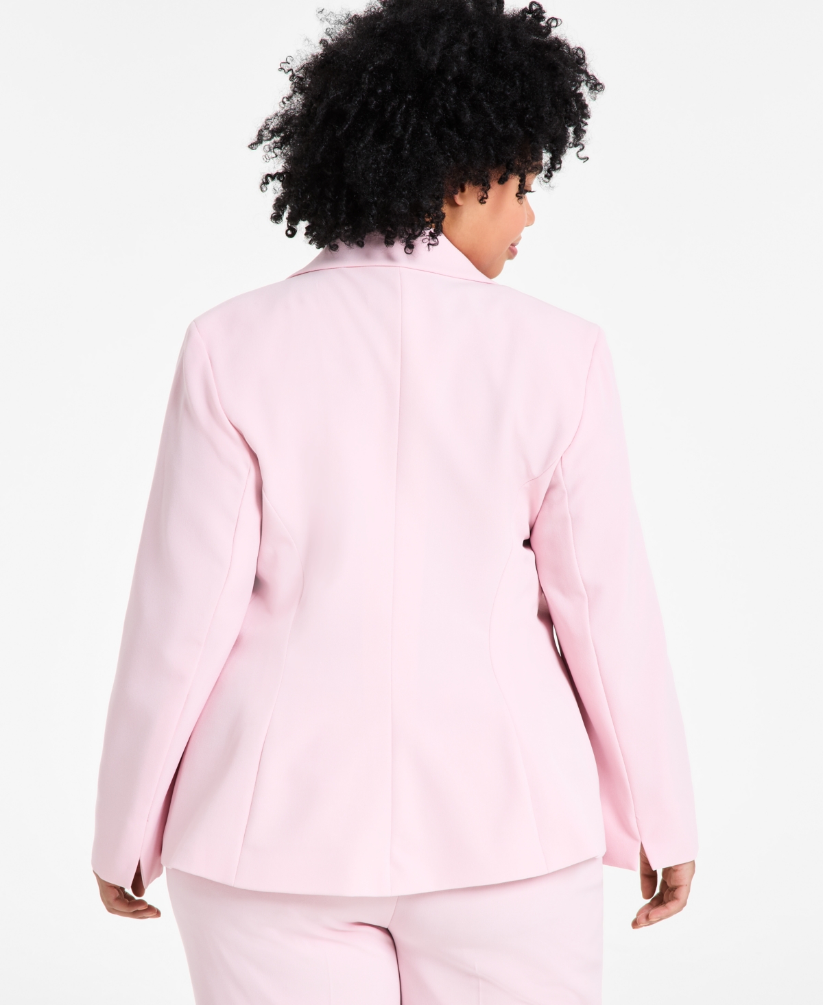 Kasper Plus Size Stretch Crepe One-button Blazer In Tutu Pink