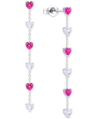 Lab Created Ruby (5-1/2 ct. t.w.) & White Sapphire (5-1/2 ct. t.w.) Heart Necklace, Bracelet & Earrings in Sterling Silver