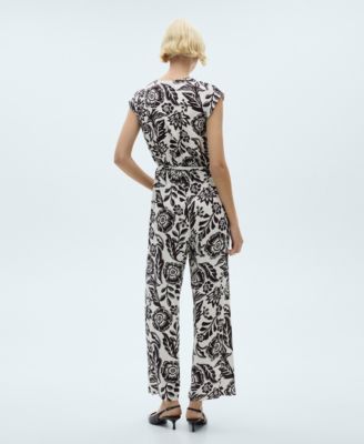 Women's Belt Printed Jumpsuit