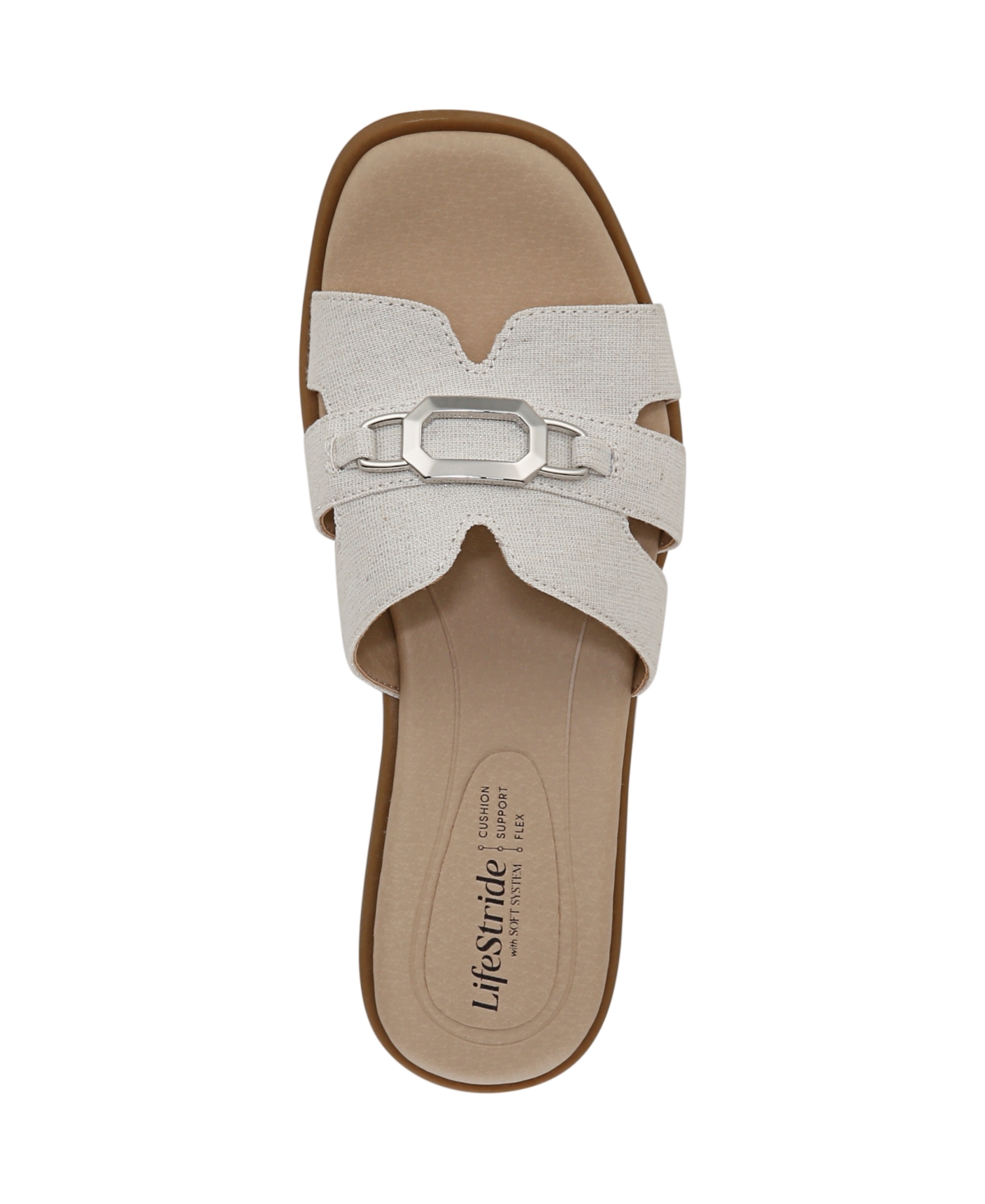 Lifestride Women's Royalty Bit Square Open Toe Slide Sandals In Natural Fabric