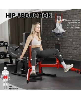 Hip Abductor Machine, Abductor Adductor Machine Plate-Loaded, Inner and Outer Thigh Machine with 6 Levels Gear System, Glute Machines Home Gym Thigh Master