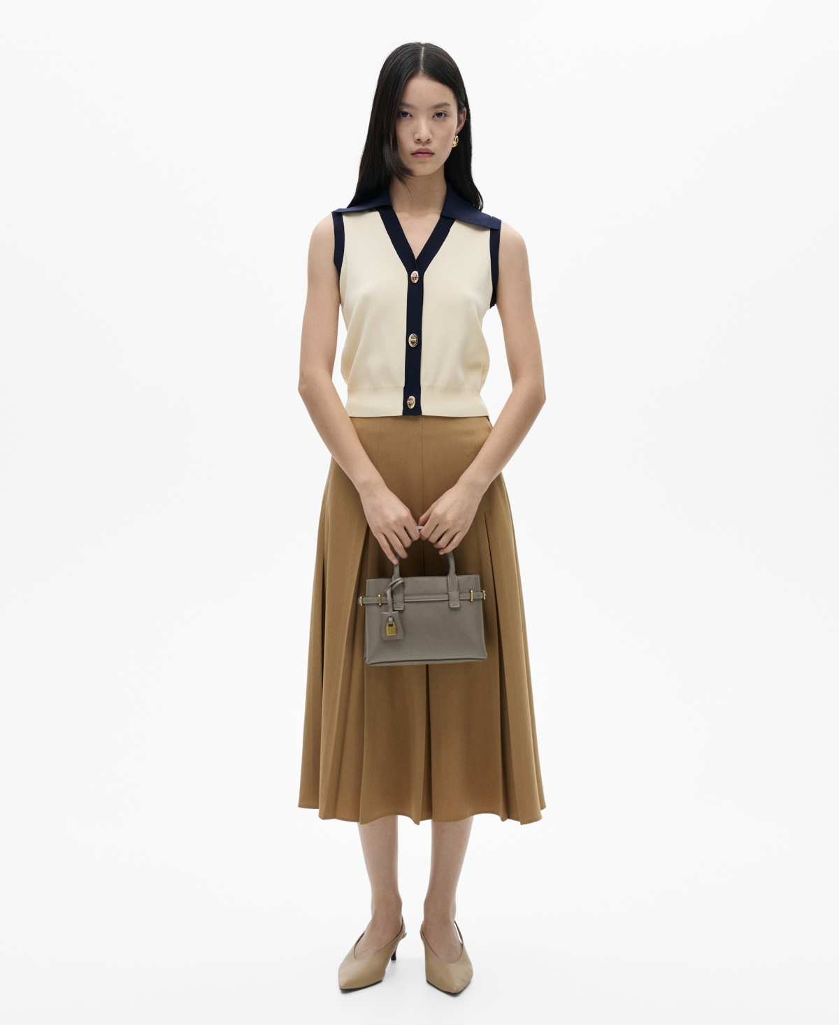 MANGO WOMEN'S CONTRAST BUTTON SWEATER VEST 