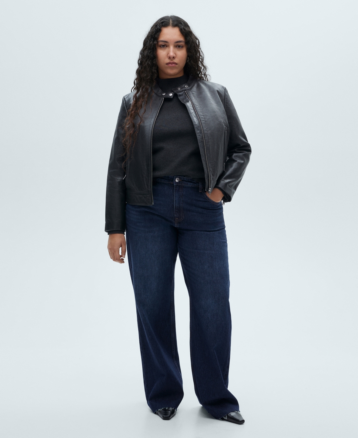 Shop Mango Women's Danila Wide Leg High-rise Jeans In Dark Blue