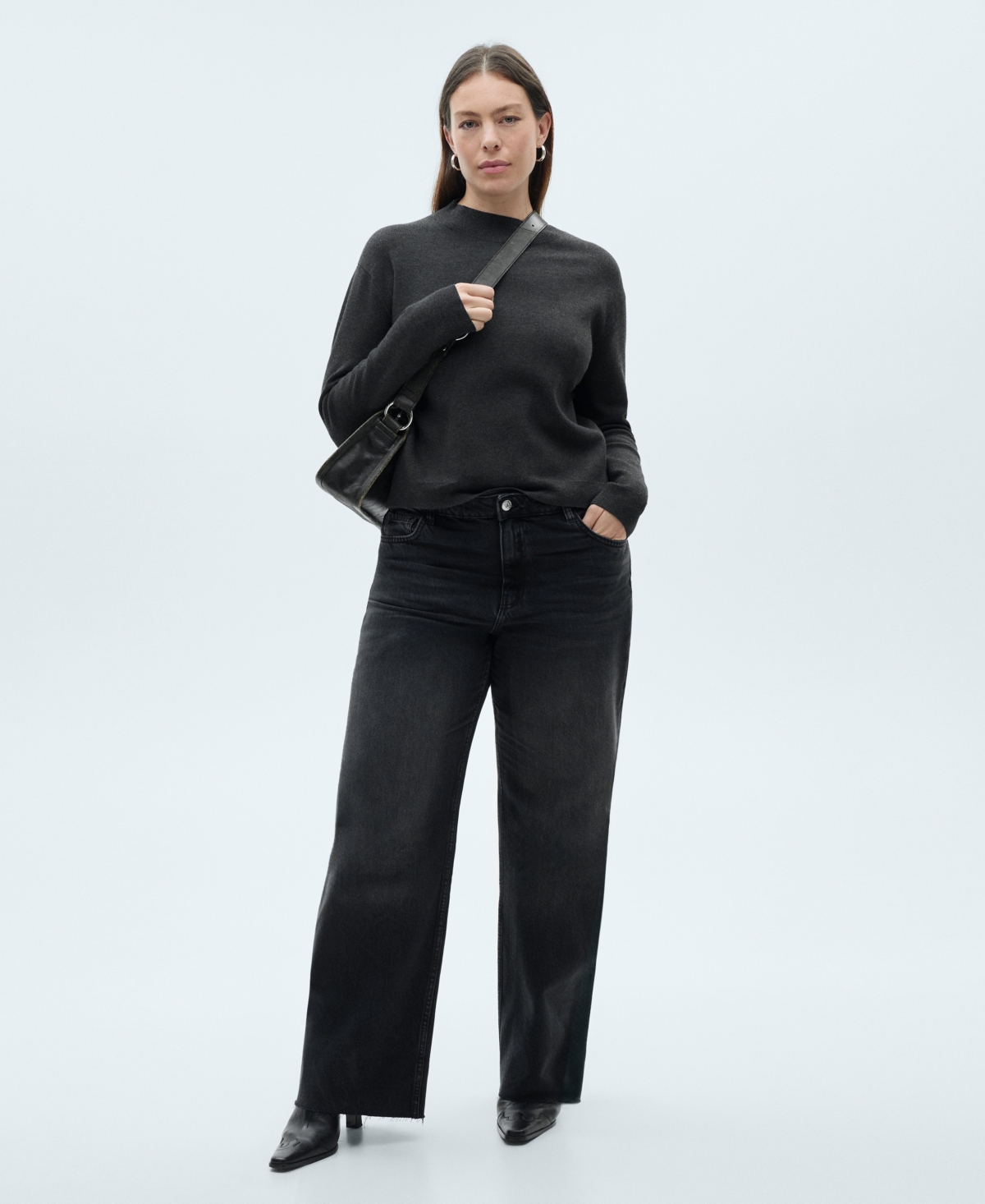 Mango Women's Danila Wide Leg High-rise Jeans In Black Denim