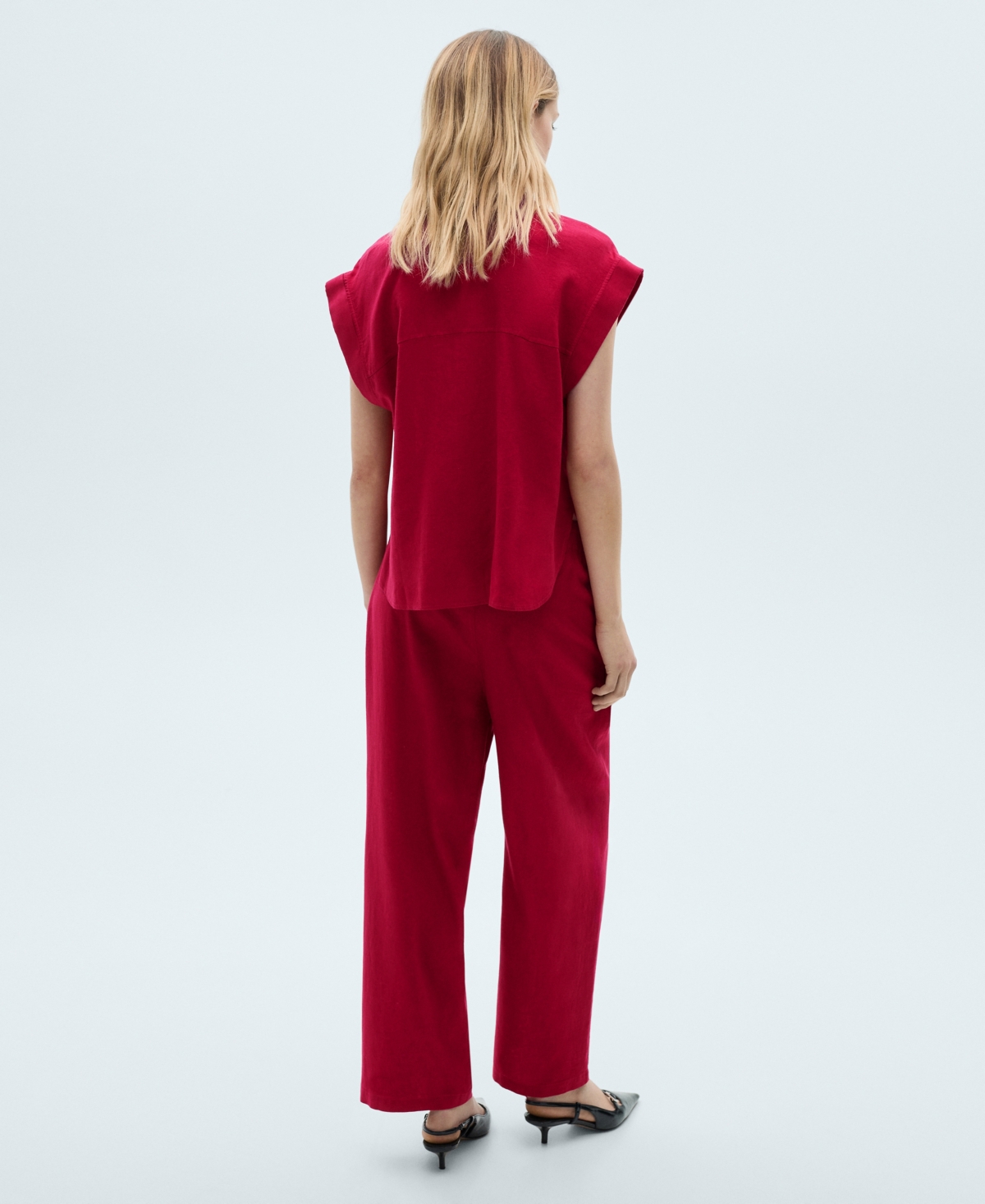 MANGO WOMEN'S FLOWING LINEN PANTS 