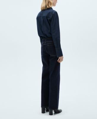 Women's Belted Low-Rise Straight Jeans