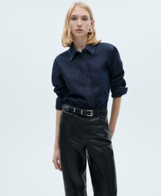 Women's Leather-Effect Straight Pants