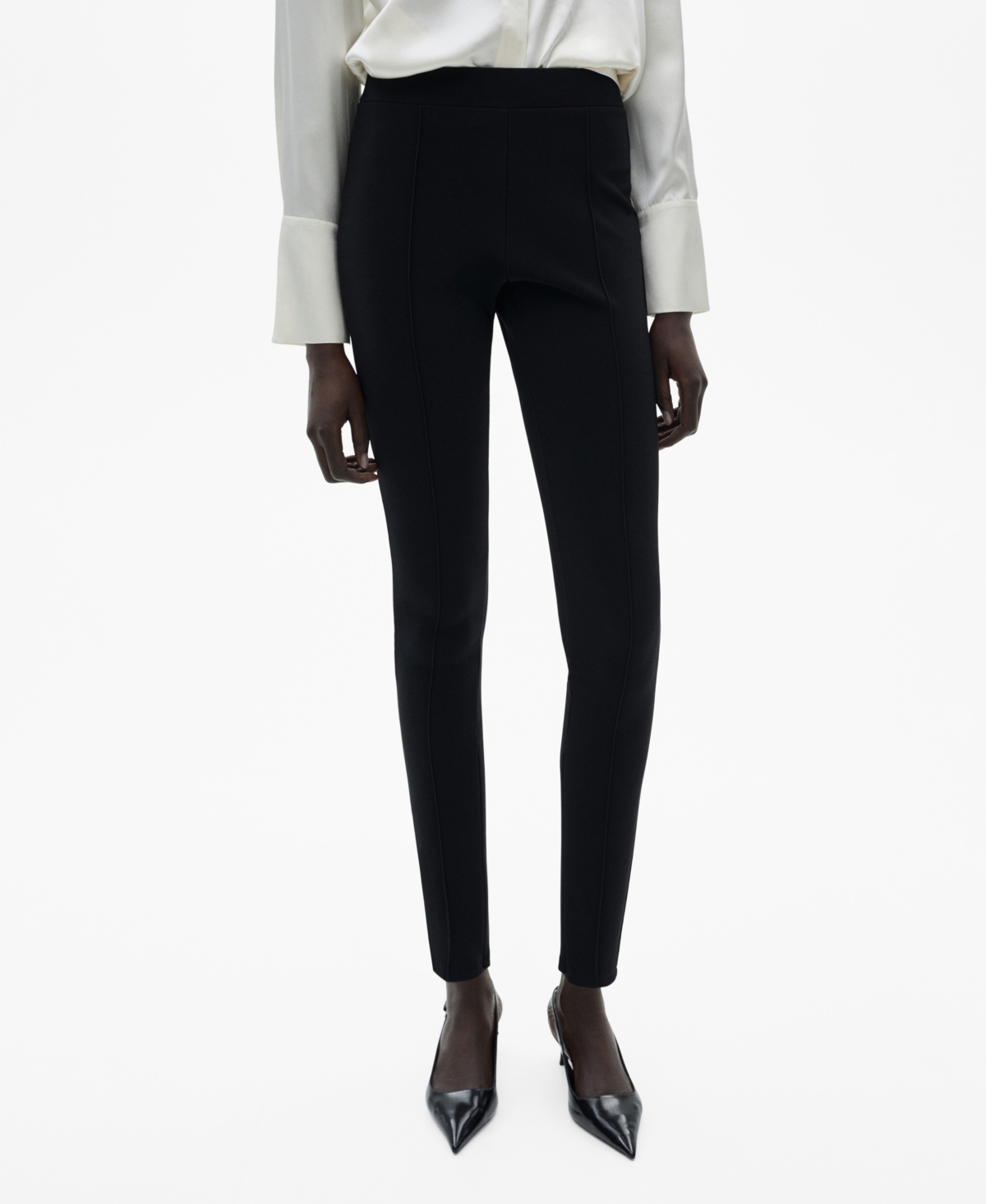 Shop Mango Women's Seam Detail Leggings In Black