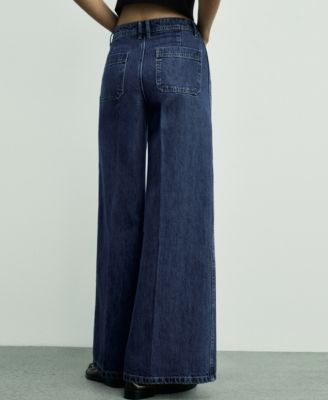 Women's Pockets Detail Wide Leg Jeans