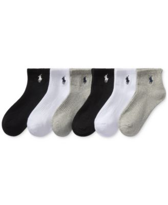 Toddler Boys Solid Quarter Crew Socks, 6-Pack 