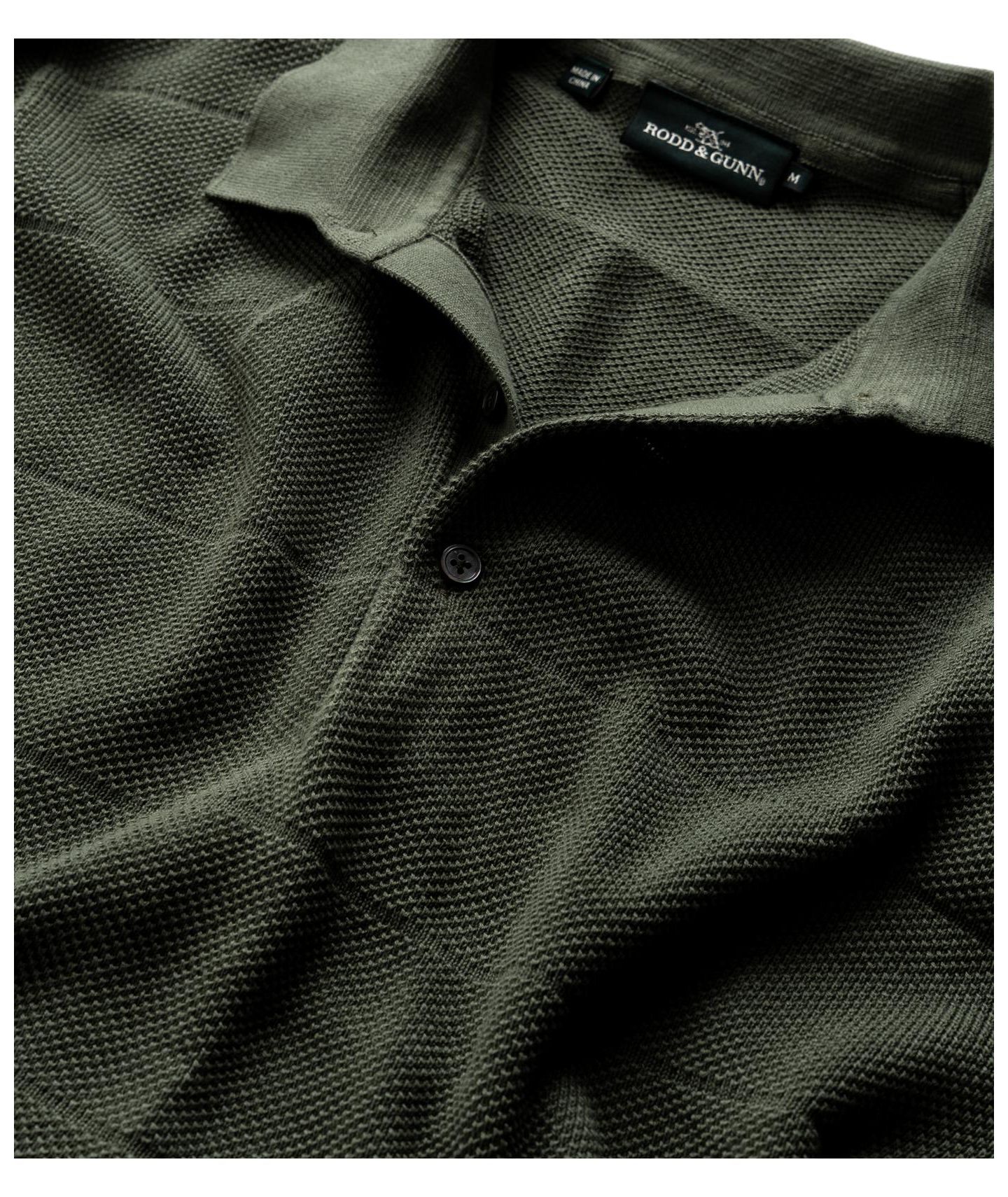 Мужское поло Rodd & Gunn Masons Flat Knit Polo Shirt, цвет: Тёмно-зелёный — фото 4