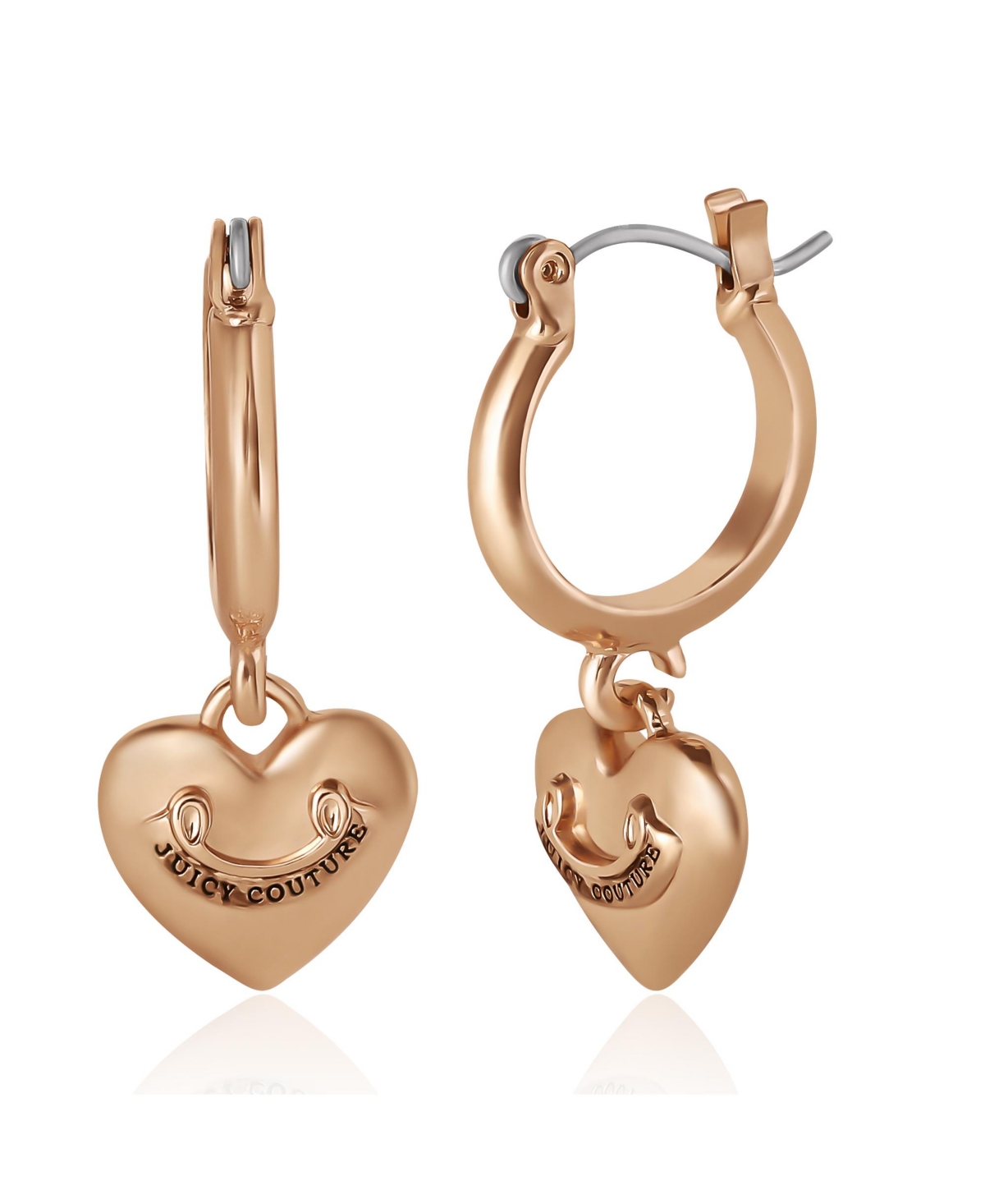 Gold-Tone Heart Charm Hoop Earrings - Gold tone