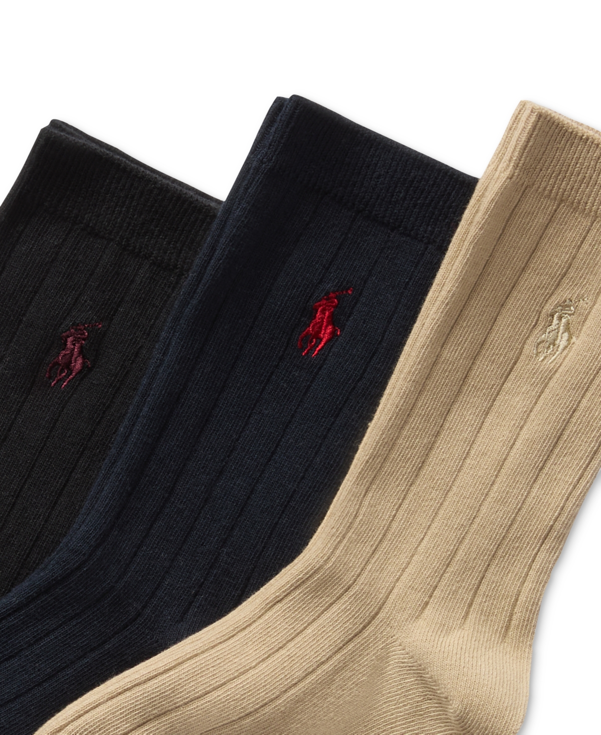 Polo Ralph Lauren Little & Big Boys Wide Rib Slack Socks, 3-pack In Med Beige
