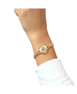 Gold-Tone Chain Bracelet with Crown Heart Charm