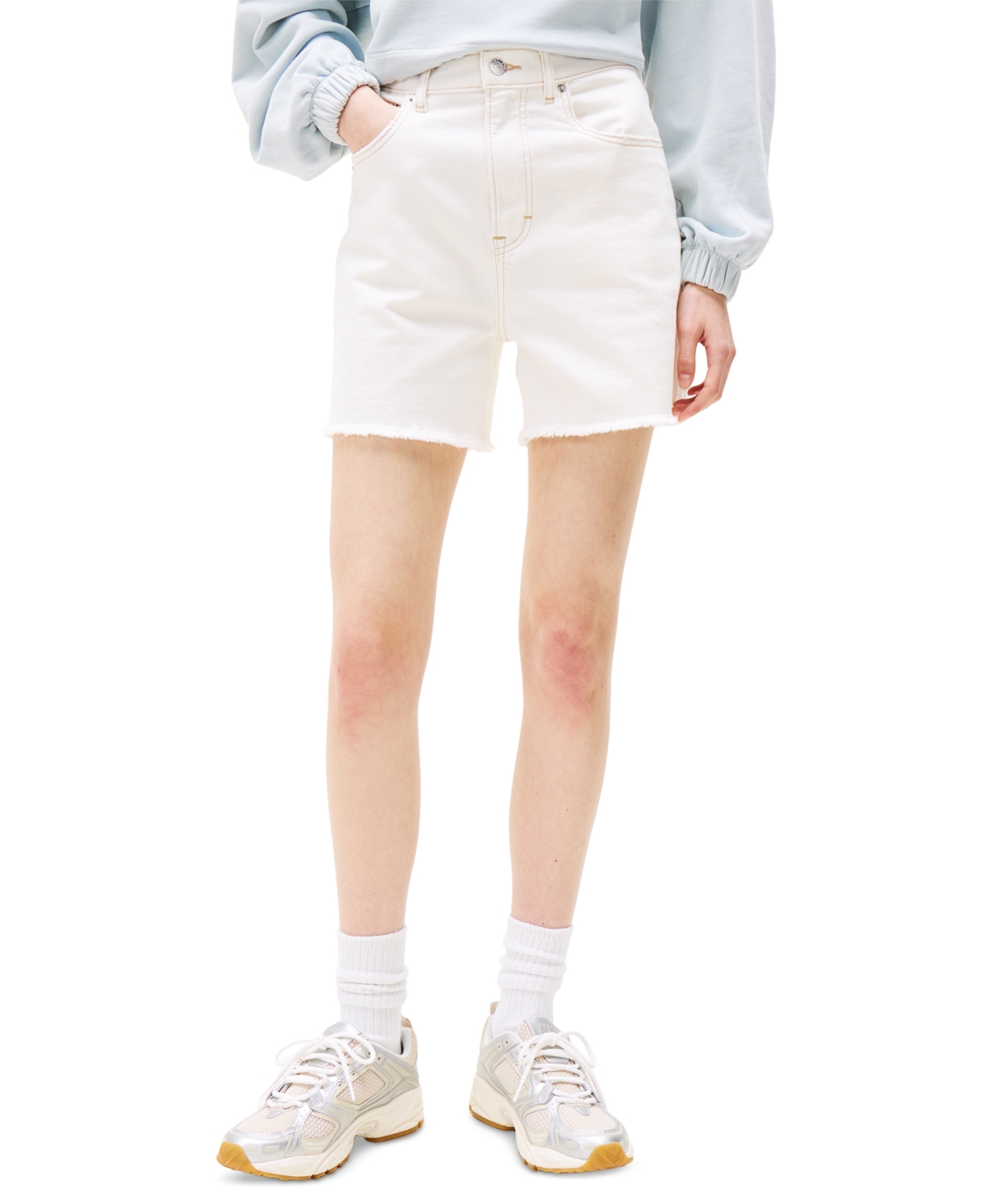 Shop Tommy Jeans Women's Denim High-rise Mom Shorts In Denim White