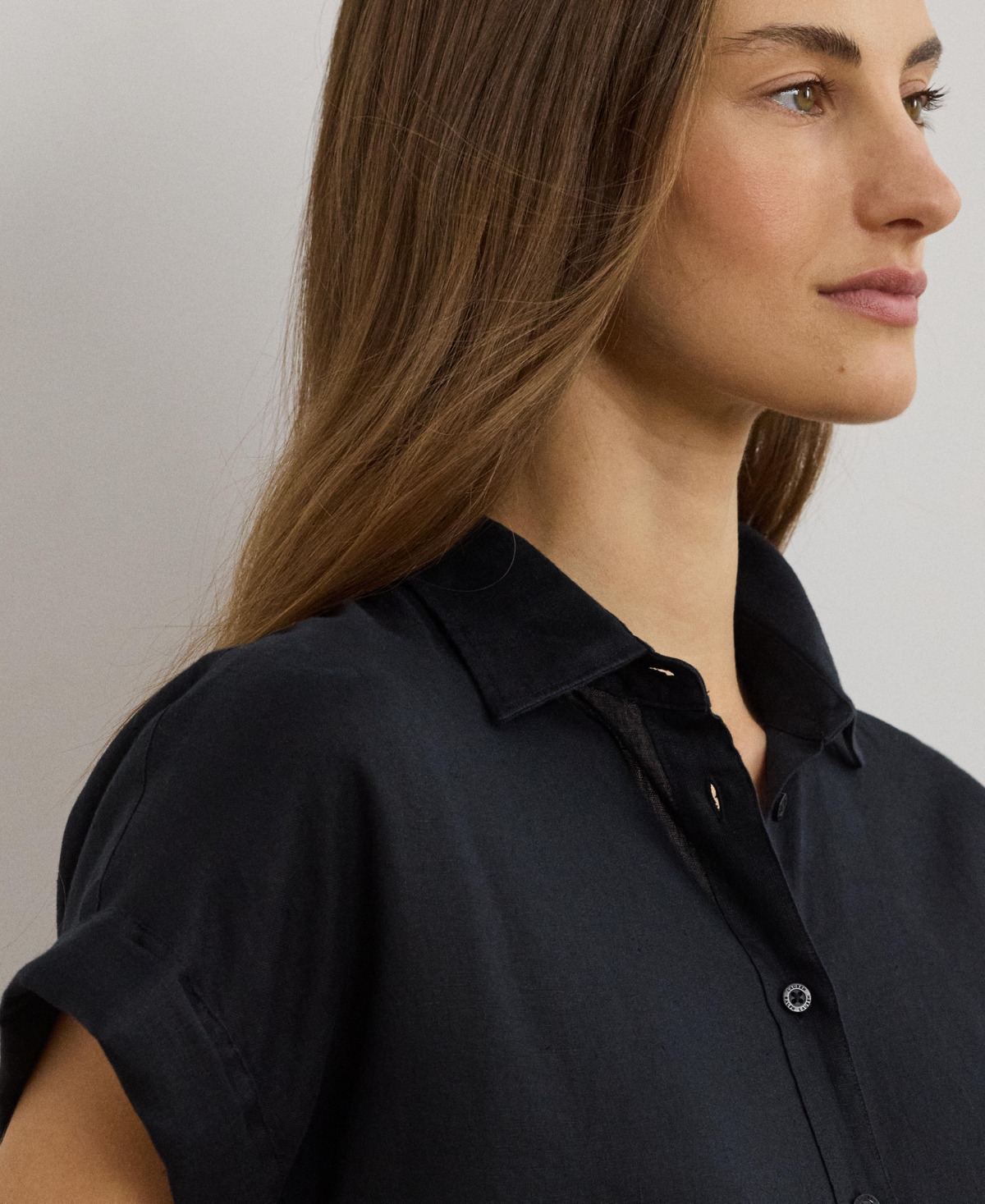 Shop Ralph Lauren Dolman-sleeve 100% Linen Shirt, Regular & Petite In Polo Black