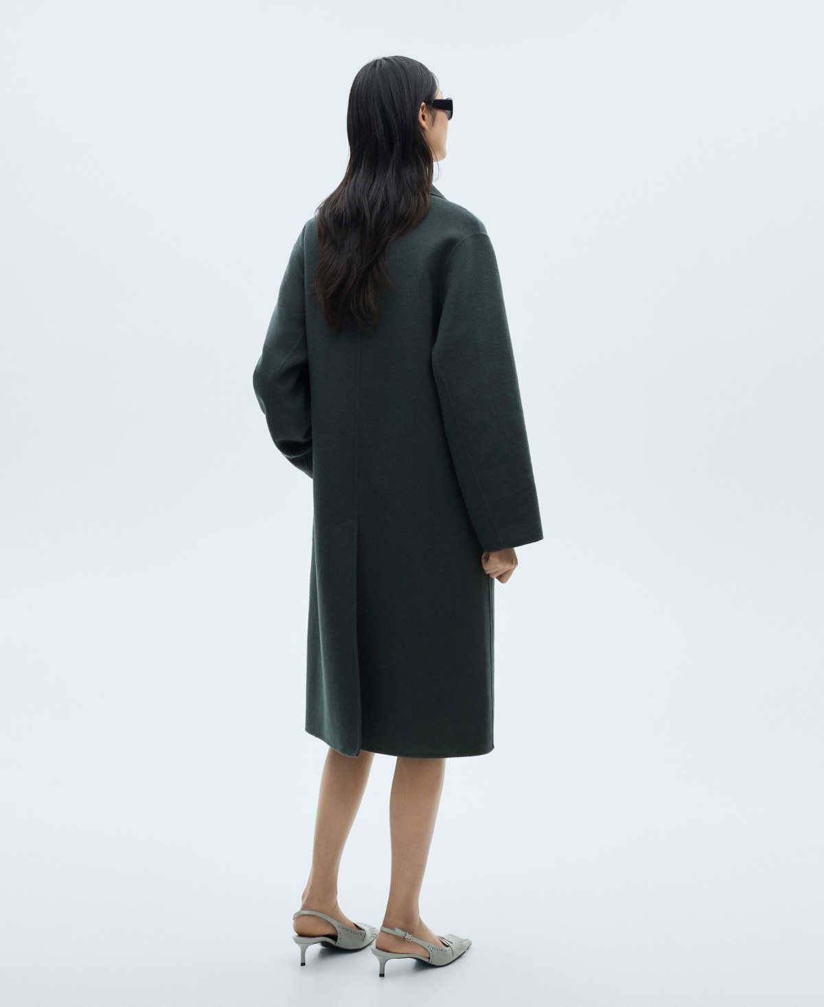 Mango Women's Handmade Oversized Wool Coat In Petrol Blue