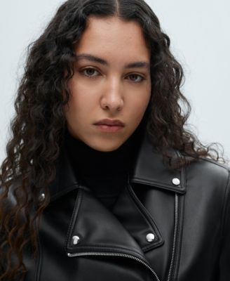 Women's Leather-Effect Biker Jacket