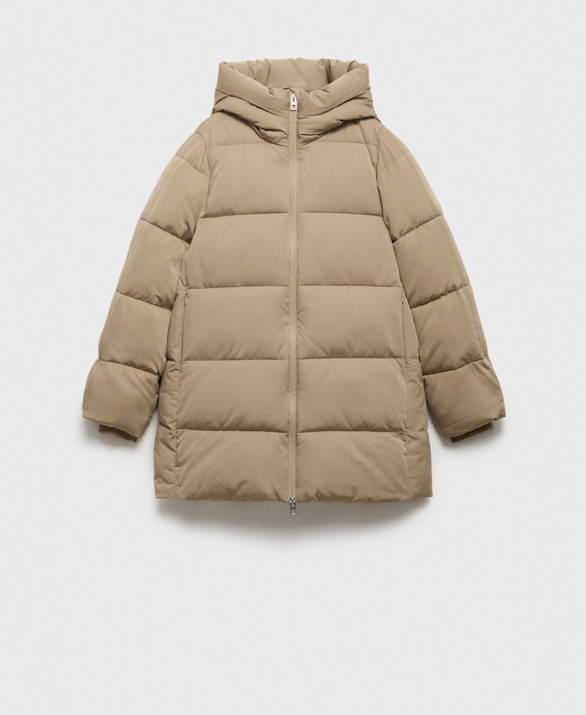 Shop Mango Women's Hood Quilted Coat In Beige