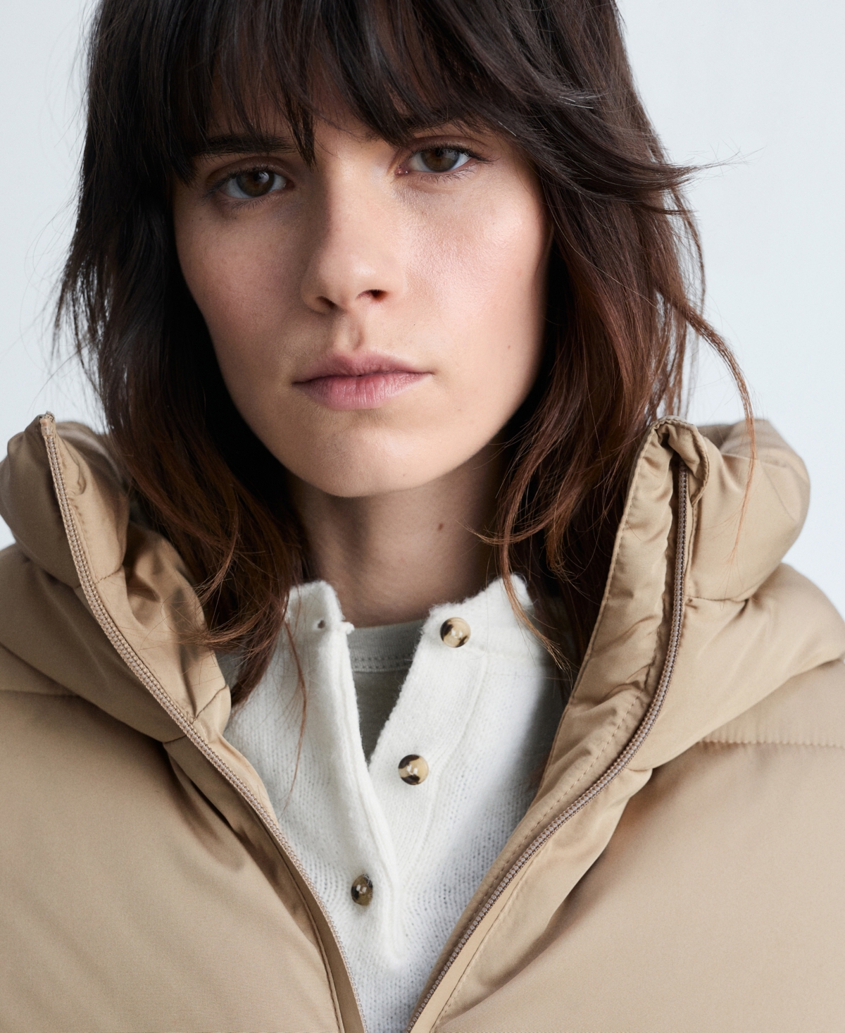 Shop Mango Women's Hood Quilted Coat In Beige