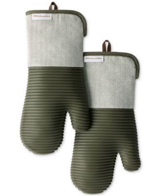 KitchenAid - Evergreen Design Series Herringbone Ribbed Soft Silicone 2-Pc. Oven Mitt Set