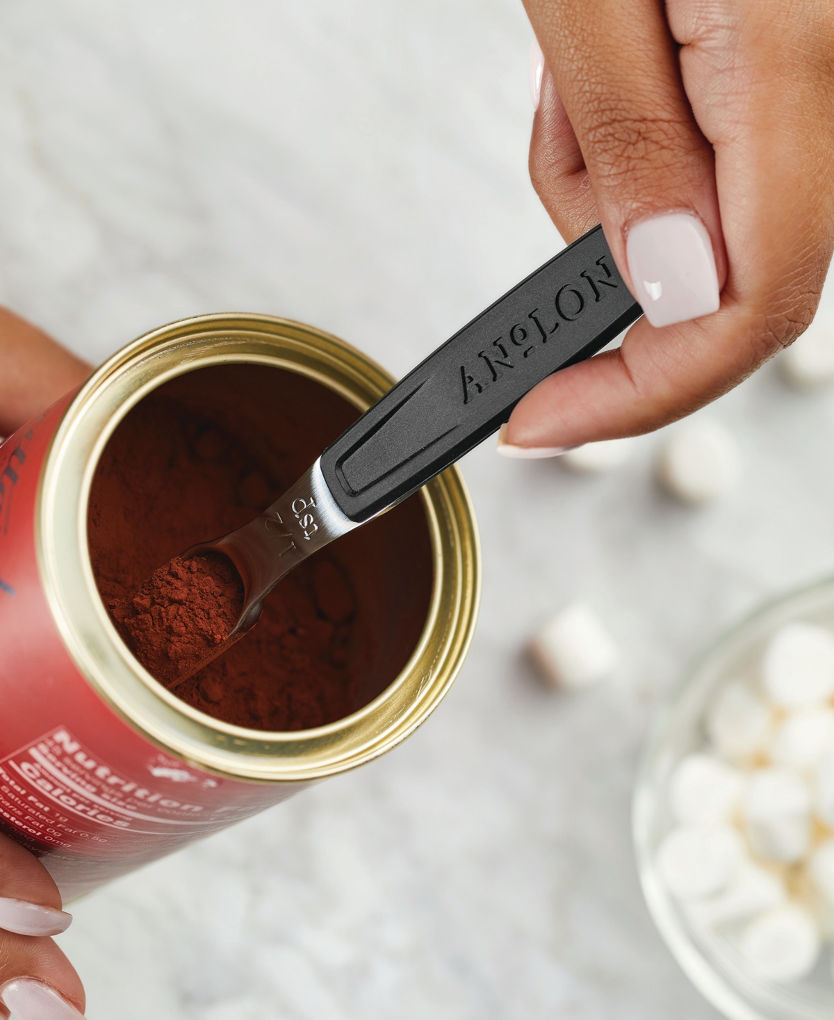 Anolon Suregrip Magnetic Stainless Steel Measuring Spoon Set In Stainless Steel