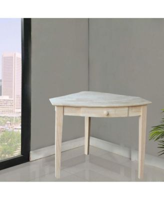 Unfinished Wood Corner Desk with Drawer for Laptop and Writing Storage