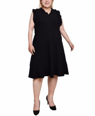 Plus Size Flutter Sleeve Scuba Dress