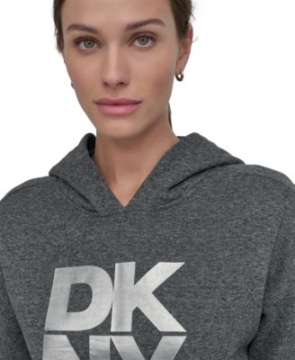 Women's Active Stacked Metallic-Logo Hooded Top