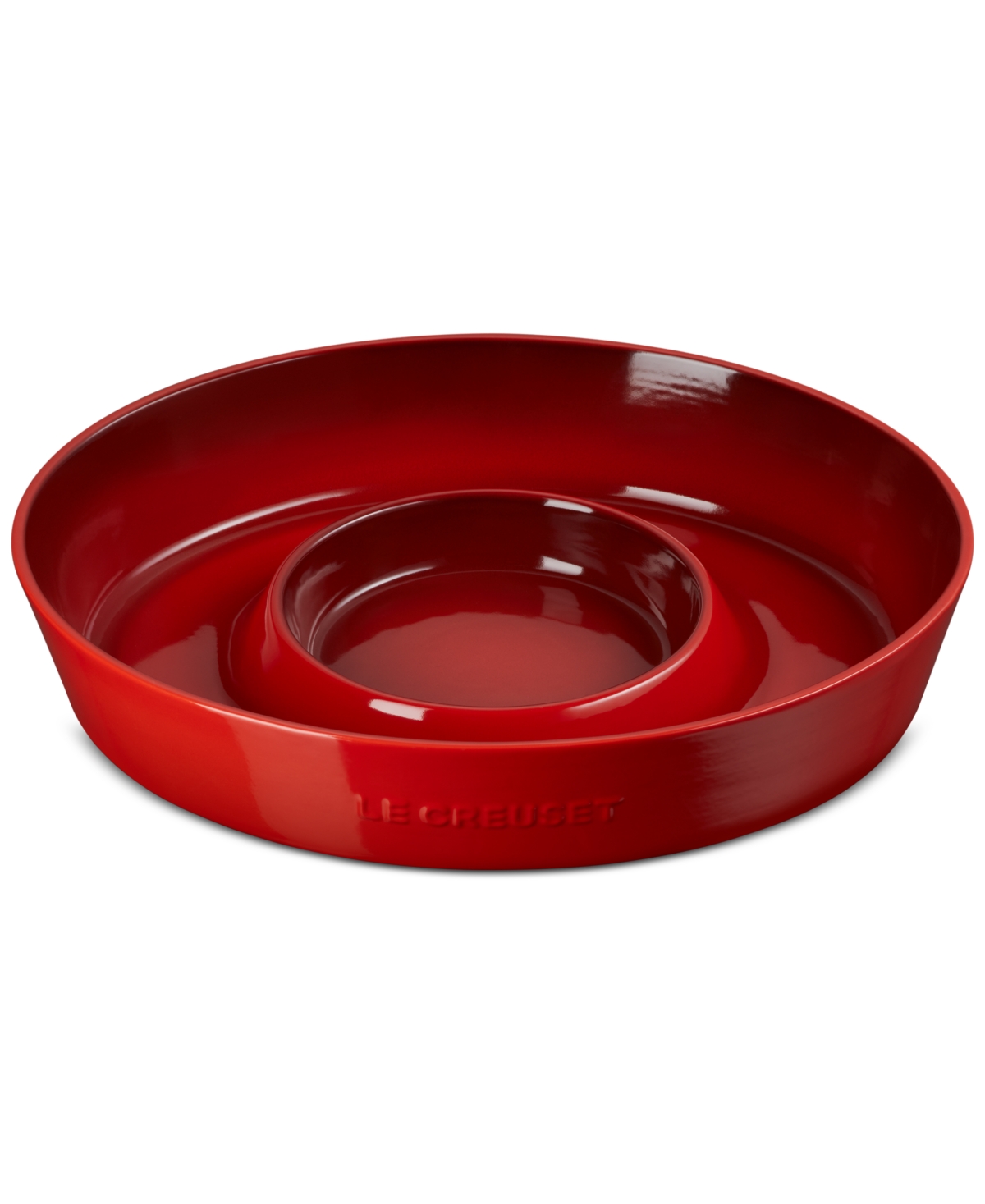 Le Creuset Stoneware Oval 13" Chip And Dip Platter In Cerise