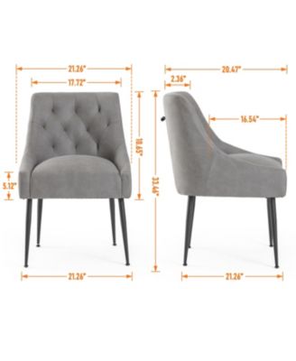 Modern Upholstered Dining Chairs Set of 2, Mid Century Kitchen Side Chairs with 5.12” Cushions and Back Pull Rod for Kitchen, Living Room