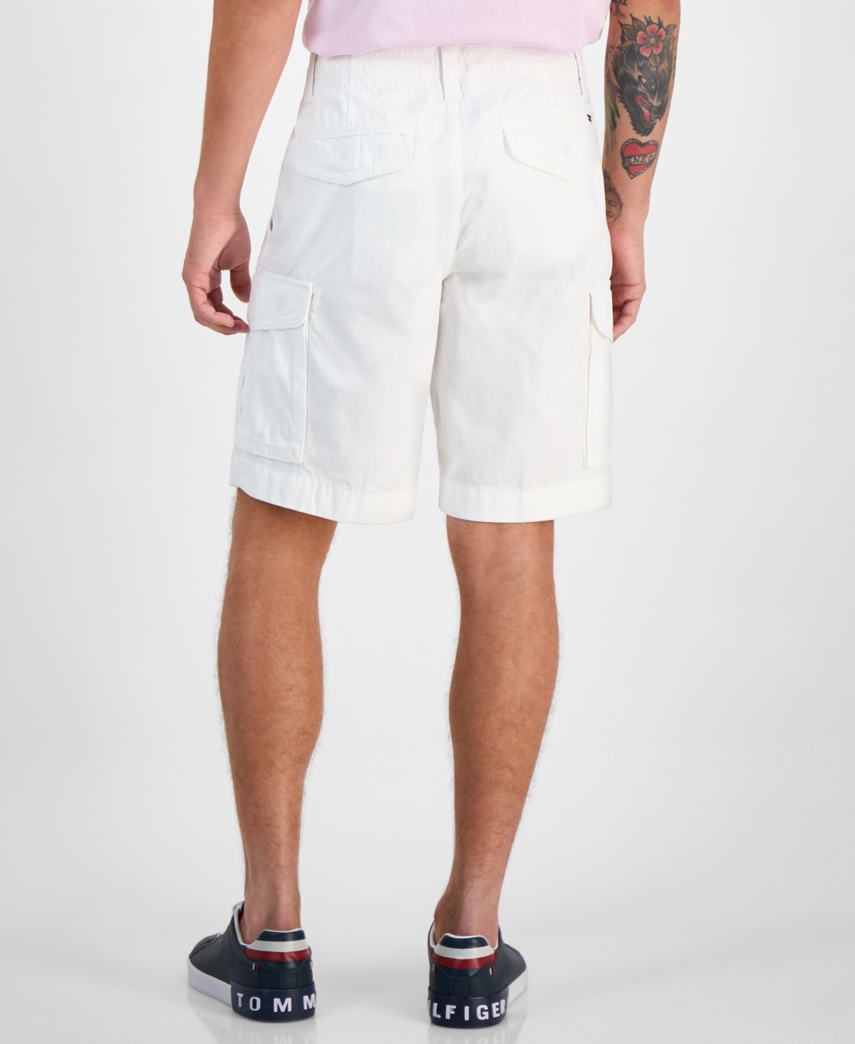 Tommy Hilfiger Men's Essential 10" Solid Cargo Shorts In White