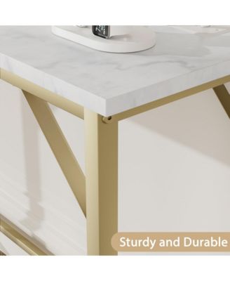 Farmhouse Console Tables with Power Outlet, 39.4" Entryway Table with Adjustable Feet, Behind Couch Table for Living Room, Entryway, Foyer