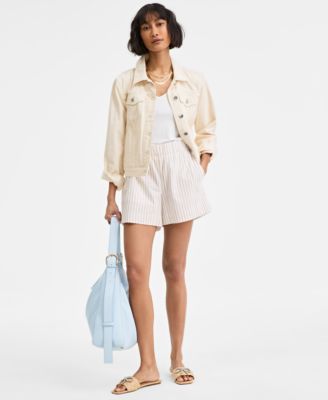 On 34th - Women's Striped Cotton Pull-On Shorts