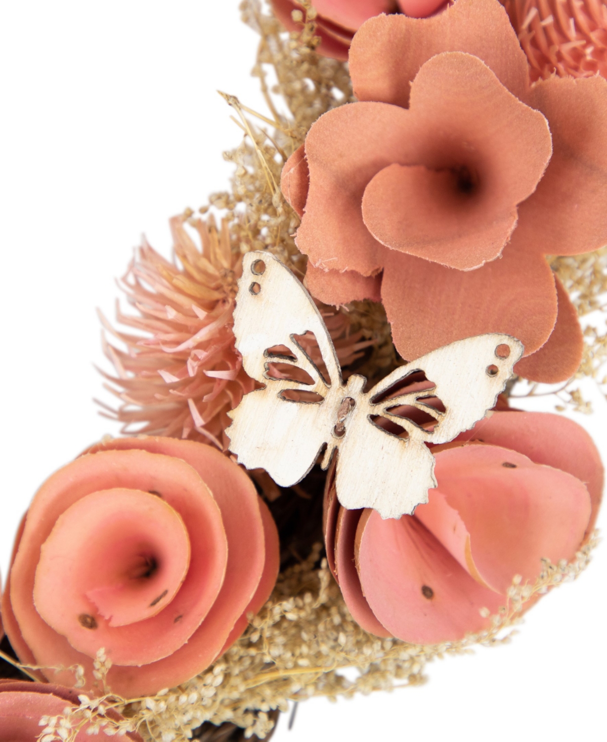 Northlight 10" Wooden Heart Spring Wreath With Butterflies In Pink