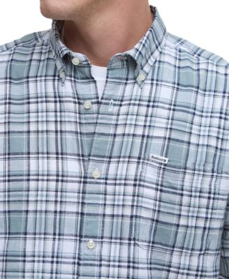 Men's Tailored-Fit Bridport Linen-Blend Plaid Shirt
