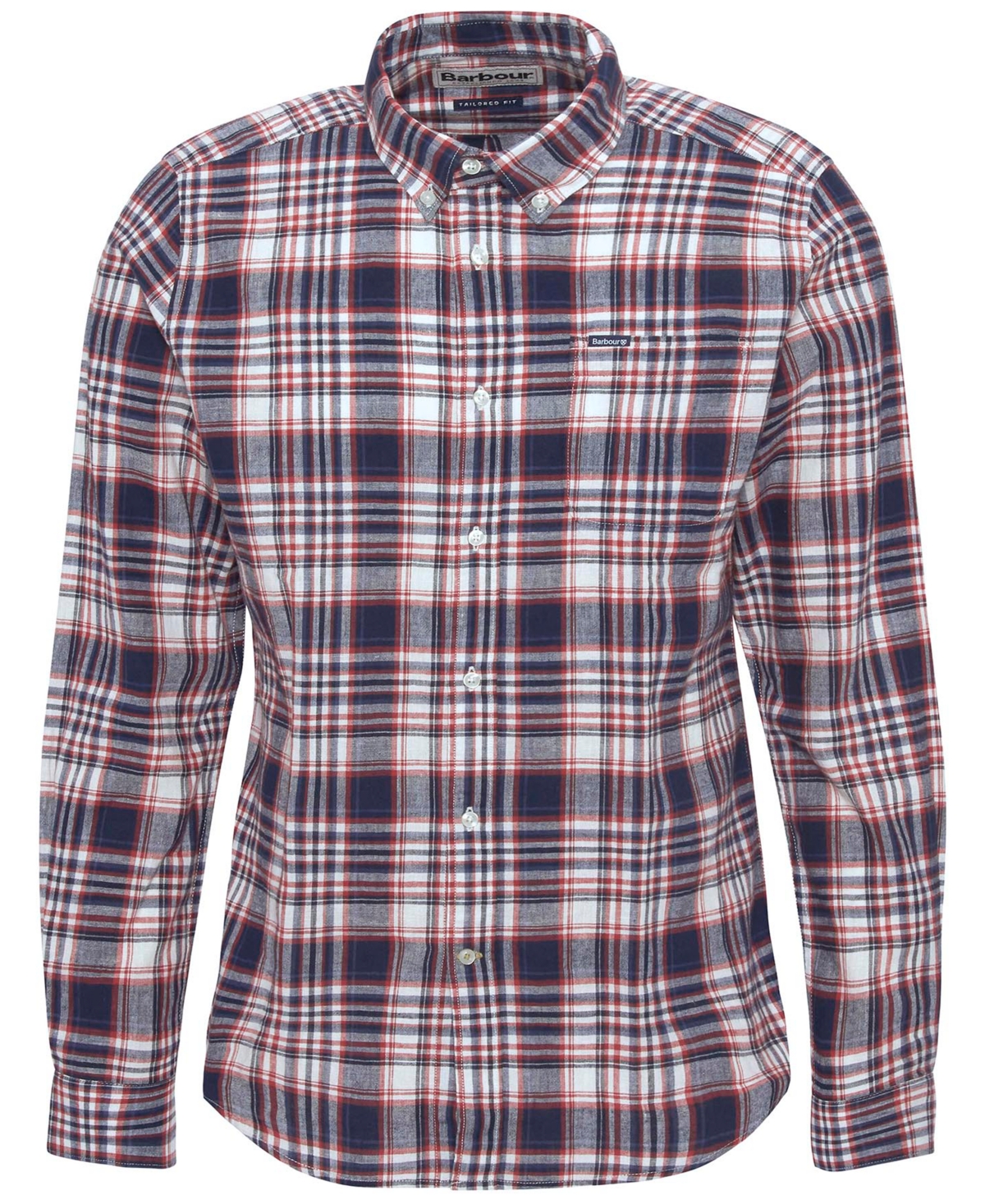Shop Barbour Men's Tailored-fit Bridport Linen-blend Plaid Shirt In Navy