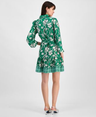 Women's Tiered Belted Floral-Print Dress