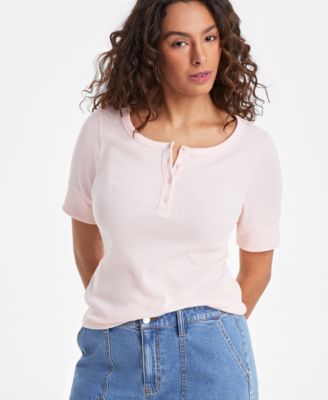 On 34th - Women's Ribbed Henley Short-Sleeve Tee