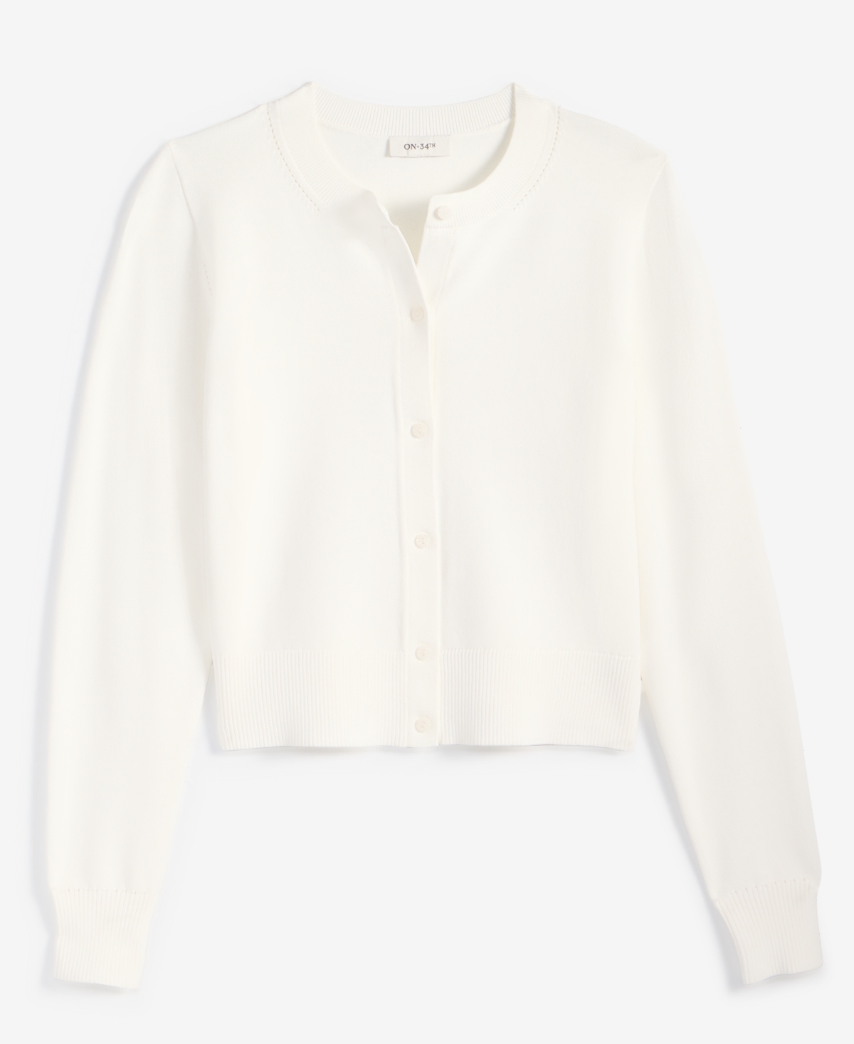 On 34th Women's Crewneck Long-sleeve Cardigan, Exclusively At Macy's In Washed White
