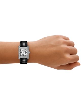 Women's Black Leather Strap Watch 20mm