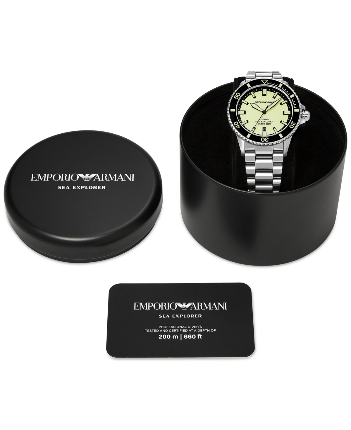 Emporio Armani Men's Automatic Sea Explorer Stainless Steel Bracelet Watch 43mm In Silver