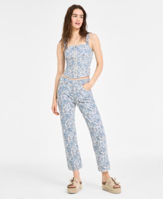 売れ筋商品|||リーバイス カットソー トップス レディース Women's Cotton Floral-Print Zippered Bustier Top Ophelia Floral Levi's Premium Women's Cotton Floral-Print Zippered Bustier