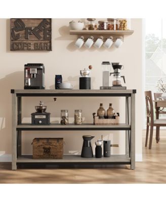 Farmhouse Entryway Table,47 Inch Narrow Long Console Table with Storage, 3 Tier Wood Console Table for Living Room, Farmhouse Sofa Tables Behind Couch