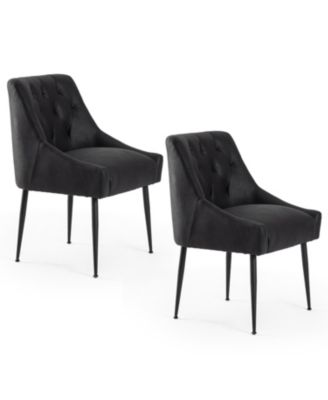 Modern Upholstered Dining Chairs Set of 6, Mid Century Kitchen Side Chairs with 5.12” Cushions and Back Pull Rod for Kitchen, Living Room