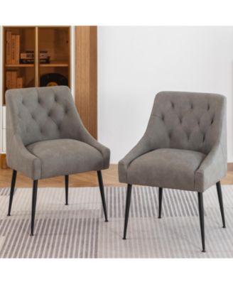 Modern Upholstered Dining Chairs Set of 6, Mid Century Kitchen Side Chairs with 5.12” Cushions and Back Pull Rod for Kitchen, Living Room