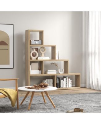 6 Cubes Ladder Shelf Corner Bookshelf Storage Bookcase