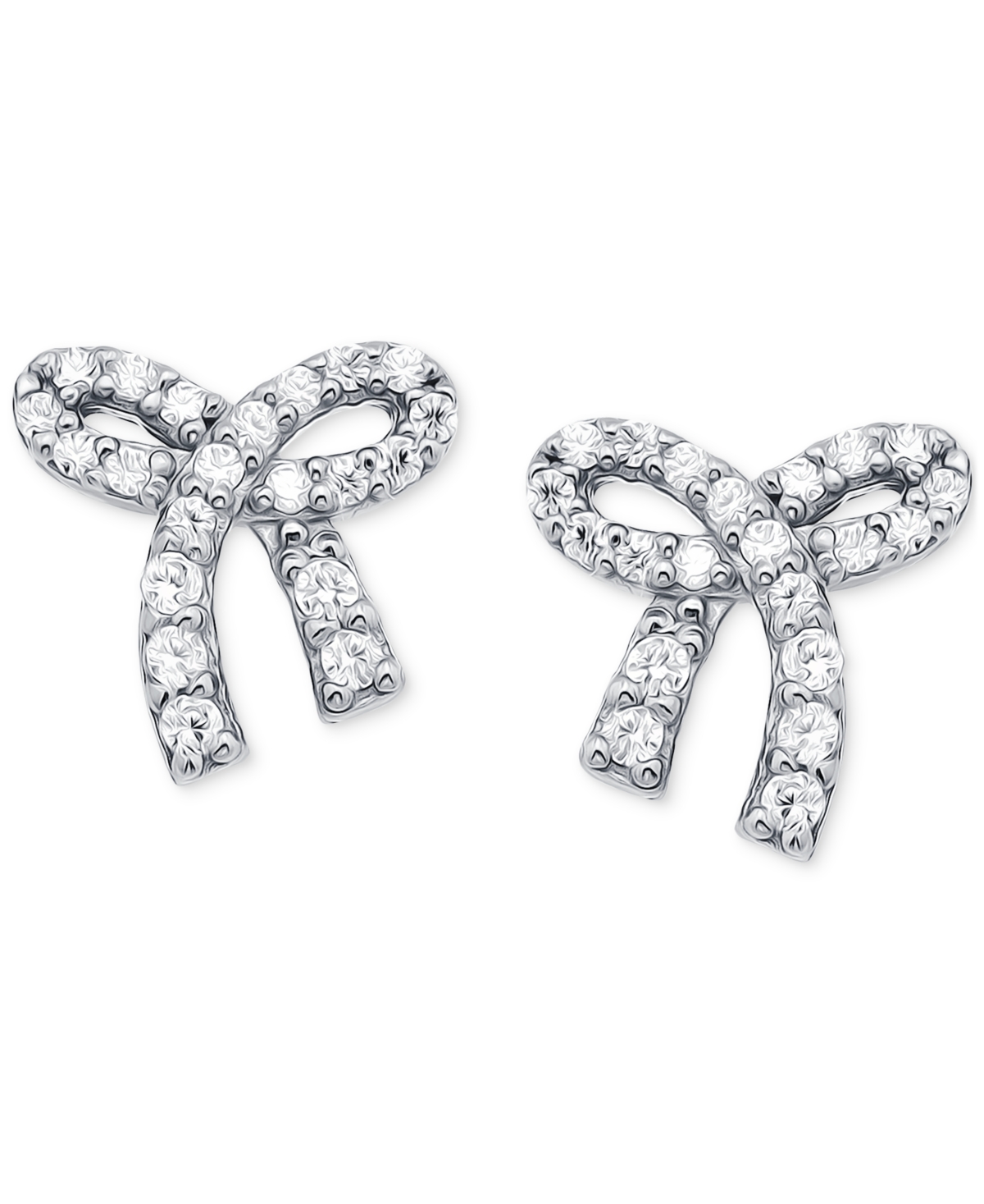 Giani Bernini Cubic Zirconia Bow Stud Earrings In 18k Gold-plated Sterling Silver, Created For Macy's In Silver